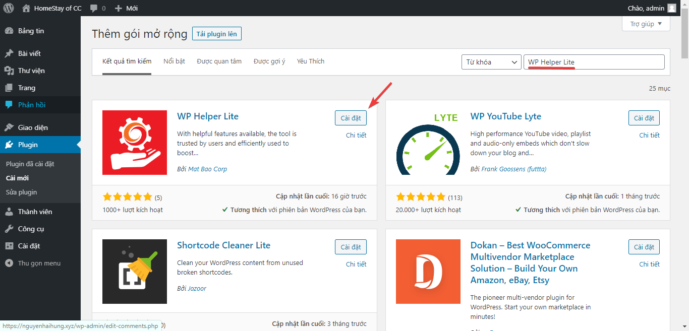 [Hướng dẫn] Cài đặt Plugin WP Helper Lite - Kho giao diện WordPress cao ...